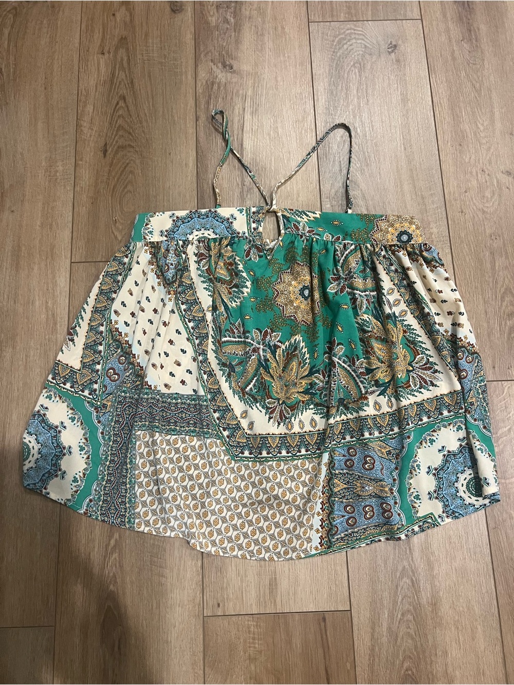 ee:some Teal and Cream Paisley Patchwork Top Medium